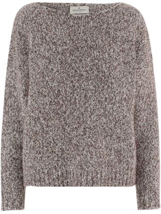 Bruno Manetti Brown Textured Virgin Wool-Blend Crew Neck Sweater