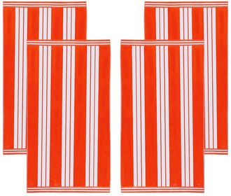 Superior Set Of 4 Cabana Stripe Oversized Cotton Beach Towels