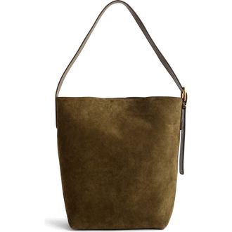 Madewell Essentials Suede Bucket Bag in Shaded Olive at Nordstrom