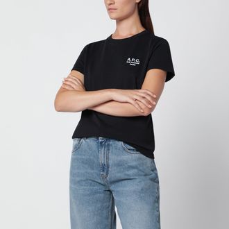 A.P.C. Black cotton T-shirt with embroidery