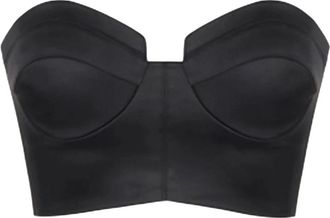 Elisabetta Franchi Stretch Satin Top - Dames - Tops zonder mouwen - Zwart - L - Satijn - Tops