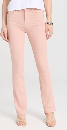 Mother Insider Hover High Rise Straight Jeans In Peach Parfait