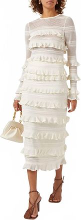 Zimmermann Wonderland Frill Midi Skirt In Parchment