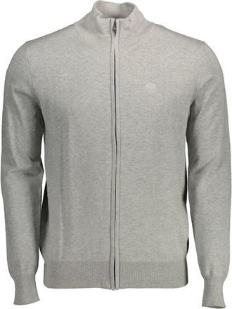 North Sails Mens Zipup Knit Cardigan Classic Fit - Light Grey Cotton - Size 2XL