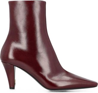 Saint Laurent Bordeaux Leather Cassandre Boots