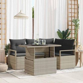 vidaXL Vidaxl - Conjunto De Sof&aacute; De Jard&iacute;n 5 Pcs Gris Claro 100 X 55 X 73 Cm