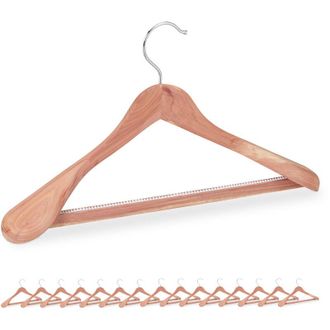 Relaxdays Grucce Appendiabiti, Set da 16 Appendini con Protezione Antitarme, Barra Appendi Pantaloni, Legno, Naturale - Relaxdays