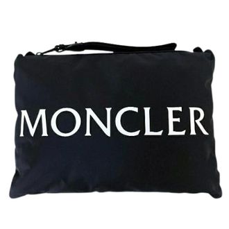 Moncler Pre-owned Clutches, female, Black, Size: ONE SIZE Pre-owned Nylon Leather Down Laptop Bag
