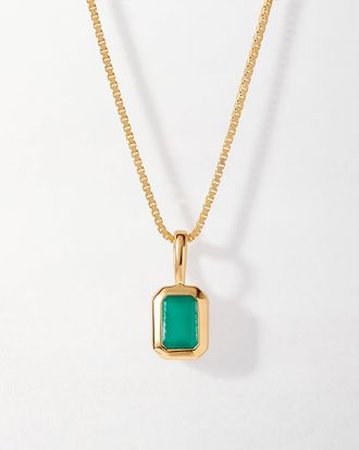 Edge of Ember Deco Birthstone Necklace in Green Onyx (May) at Nordstrom, Size 16