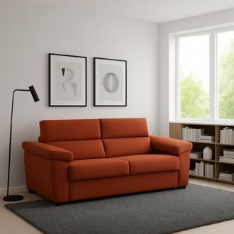 Dmora Dmora - Sof&aacute; Fijo 2 Plazas Pisogne, Sof&aacute; Lineal Para Sal&oacute;n, Acolchado, Desenfundable, Calidad 100% Made In Italy, 185x95 H100 Cm, Naranja