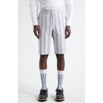 Thom Browne Fit 1 Stripe Backstrap Shorts in Medium Grey at Nordstrom, Size 5