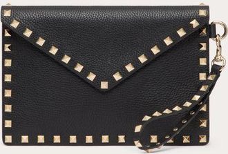 Valentino Garavani Pouch Rockstud In Vitello Granato Donna NERO UNI