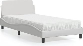 vidaXL Cama Con Colch&oacute;n Cuero Sint&eacute;tico Blanco 100x200 Cm Vidaxl