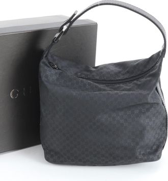 Gucci Microguccissima Black Leather Nylon Handbag Tote Bag (Pre-Owned)