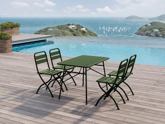 Vente-Unique Sala da pranzo da giardino pieghevole un tavolo L.110 cm e 4 sedie in metallo Kaki - MIRMANDE di MYLIA