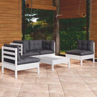 vidaXL Vidaxl - Muebles De Jard&iacute;n 5 Pzas Con Cojines Madera Maciza De Pino