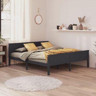 vidaXL Vidaxl - Estructura De Cama Sin Colch&oacute;n Madera De Pino Gris 200x200 Cm