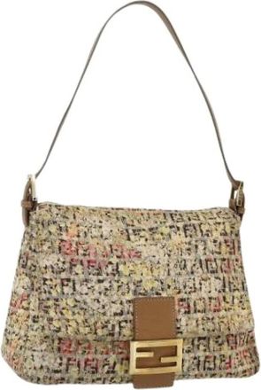Fendi Pre-owned Shoulder Bags, female, Beige, Size: ONE SIZE Pre-owned Zucchino Canvas Shoulder Bag