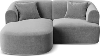 Cosmopolitan Design Sof&aacute; esquinero izquierdo modular 3 plazas de terciopelo gris