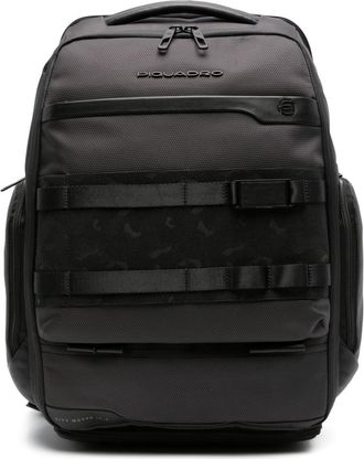 Piquadro logo-plaque panelled backpack - men - Nylon/Polyester/Polyethylene vinyl acetate (PEVA)/Calf Leather/Metal - OS - Grey
