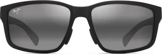 Maui Jim Matte Black Walewaha AF Bio-Injected Rectangular Sunglasses