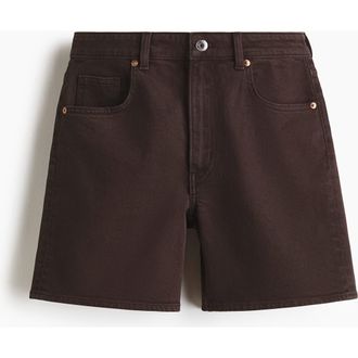 H&M High-waisted Denim Shorts in Dark Brown at Nordstrom, Size 12