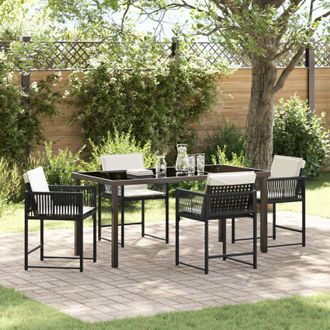 vidaXL Conjunto De Comedor De Jard&iacute;n 5 Pcs Negro Rat&aacute;n Sint&eacute;tico Vidaxl