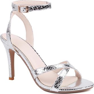 Generic Womens Stiletto High Heel Dress Pumps Open Toe Slingback Wedding Sandals Ankle Strap Bridal Shoes with Buckle,Silver,5.5 UK