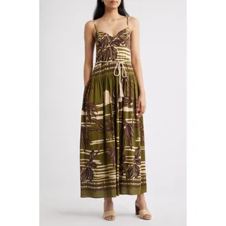 Julia Jordan Floral Embroidery Sleeveless Midi Dress in Green Multi at Nordstrom, Size 14