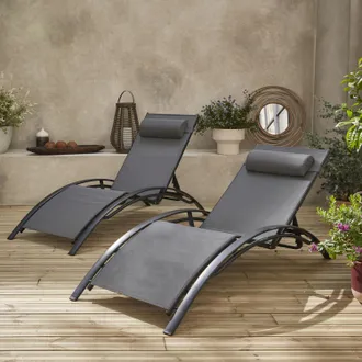 Sweeek Set 2 Lettini Prendisole In Alluminio Textilene Multiposizione