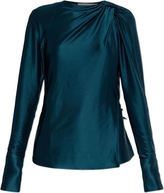 Victoria Beckham Top met strikdetail - Dames - Blouses - Blauw - 2XS - Leer - Overhemden