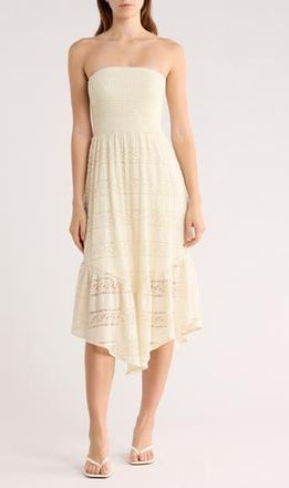 Abound Strapless Tiered Lace Midi Dress in Ivory Dove at Nordstrom Rack, Size X-Small