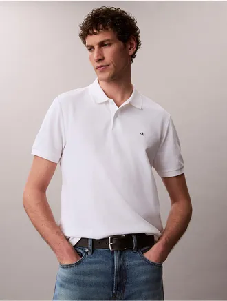 Calvin Klein Jeans Calvin Klein Mens Cotton Pique Classic Polo Shirt - Open White - 2XL