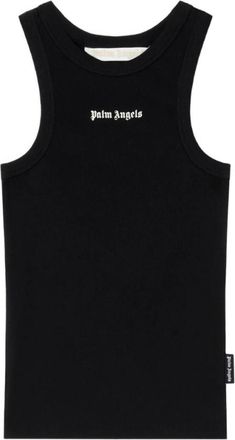 Palm Angels Sleeveless Tops, female, Black, Size: XS Classic Logo Fitted Tank Top