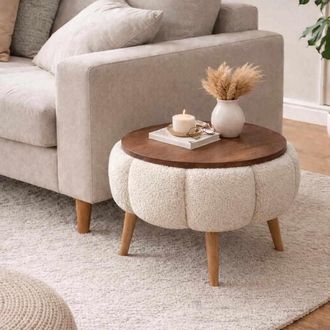 Hanah Home Tavolino In Legno papatya - 45 X 45 X 44 Cm - Crema