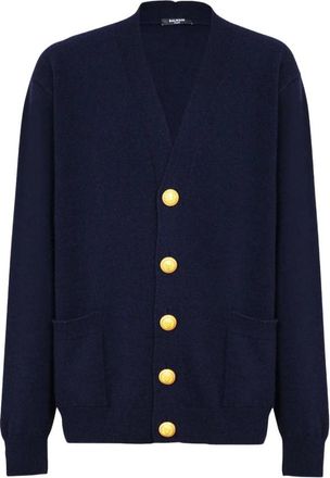 Balmain Eco-cashmere Cardigan - Heren - Cashmere truien - Blauw - S - Wol - Truien & Vesten