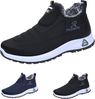 Generic Mens Winter Snow Boots Size 6.5 Fur Lining Warm Ankle Boots Waterproof Hiking Walking Boots Outdoor Anti Slip Rubber Sole Shoes Comfortable Lightweigh