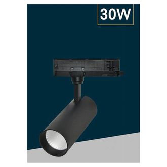 Trade Shop Trade Shop Traesio - Trade Shop - Faretto Led 30 W Binario Track Trifase Faro Luce 4000k Ip20 Nero Bianco Pt4-30w - Negro