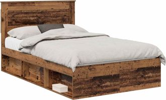 vidaXL Estructura De Cama Con Cabecera Madera Vieja 120 X 190 Cm Vidaxl