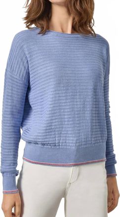 Lilla P Tipped Hem Wide Neck Sweater In Cornflower