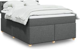 vidaXL Cama Box Spring Con Colch&oacute;n Tela Gris Oscuro 140x200 Cm Vidaxl