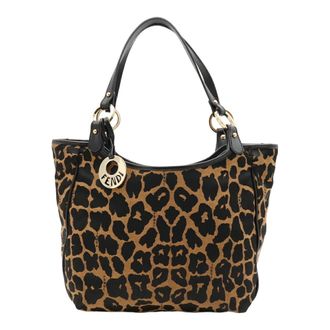 Fendi Black Brown Canvas Leather Shoulder Bag Tote Bag (Pre-Owned)