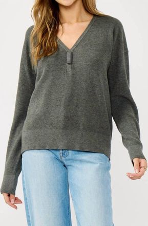 Lovestitch V-Neck Rib Knit Sweater In Charcoal