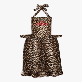 Mrs. Alice Frilled Leopard Apron in Brown at Nordstrom