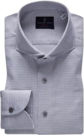 Emanuel Berg Slim Fit Extra Fine Dobby Dress Shirt in Silver at Nordstrom Rack, Size Xx-Large
