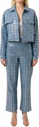 Amylynn Bambi Sequin Denim Jacket In Blue