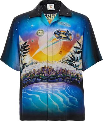 Casablanca Short Sleeve Shirts, male, Multicolor, Size: S Cuban Collar Shirt