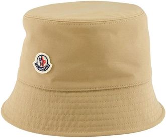 Moncler Beige Katoenen Bucket Hoed - Dames - Hoeden - Beige - S - Katoen - Accessoires