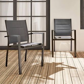 Sweeek Pair Of Stackable Aluminium Garden Armchairs in Grey