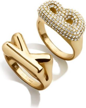 BaubleBar Pav&eacute; Bubble Initial Ring in Gold Initial at Nordstrom, Size 8